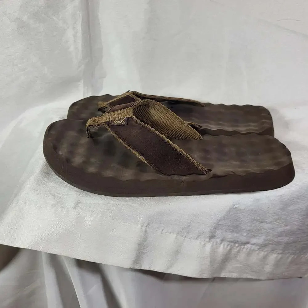 Flojos Men's Brown Thong Sandals Flip Flops, 10